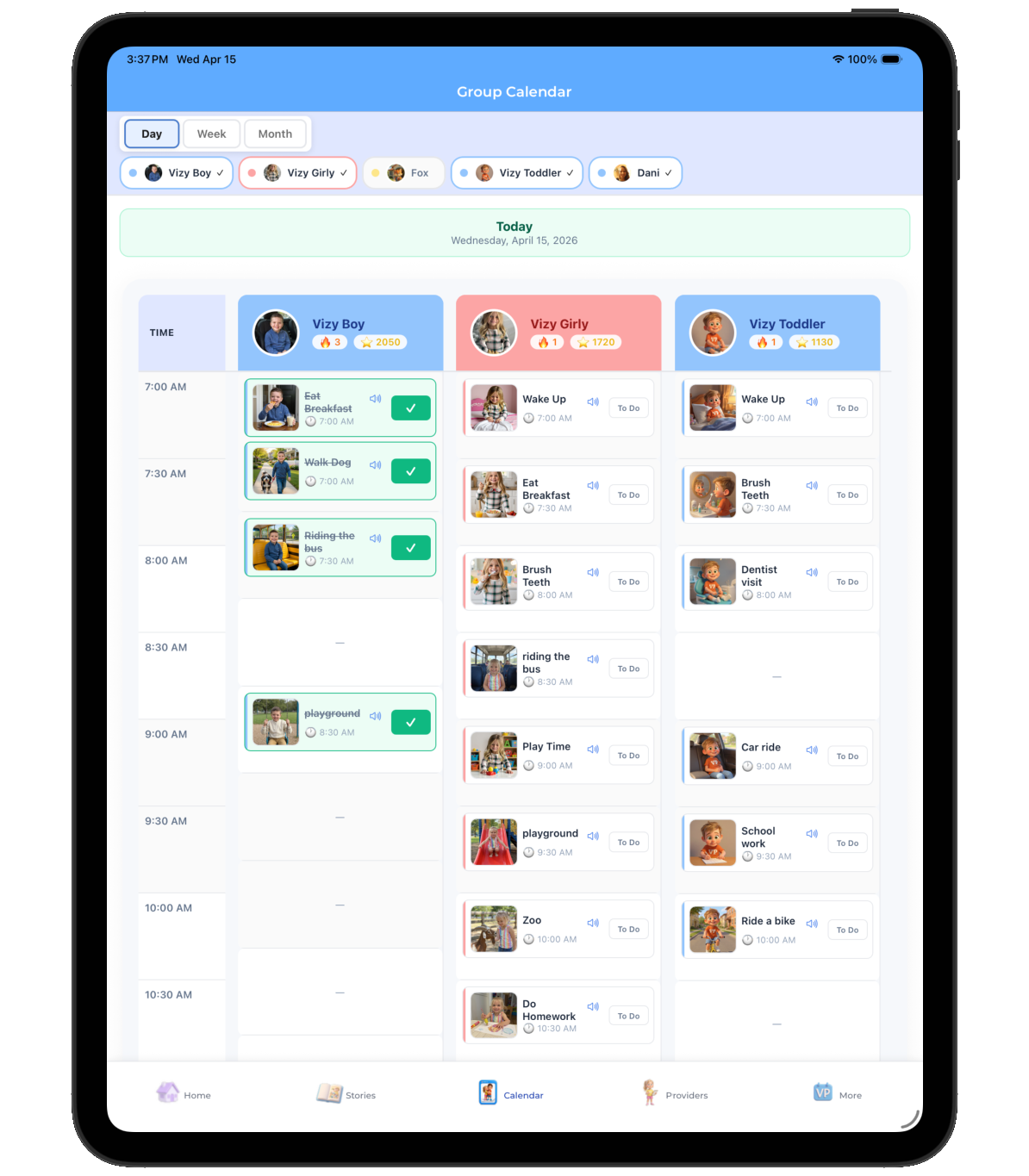 Family calendar view